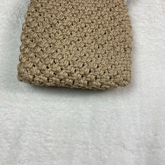 Vintage Cream Handmade Macrame‎ Purse Oval Handle 1970's Bead Crochet Small - Picture 4 of 9